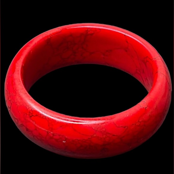 Vintage Jewelry - Red Howlite Stone Bangle Bracelet